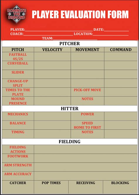 Baseball Tryout Form Template